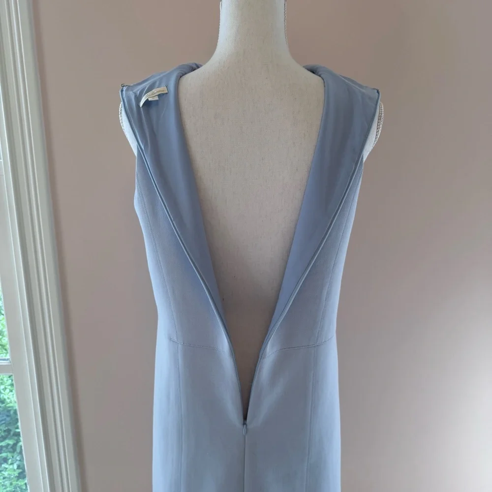 Shoshanna Mock Neck Sleeveless Scallop Hem Dress Light Blue Size 6 - Picture 8 of 9